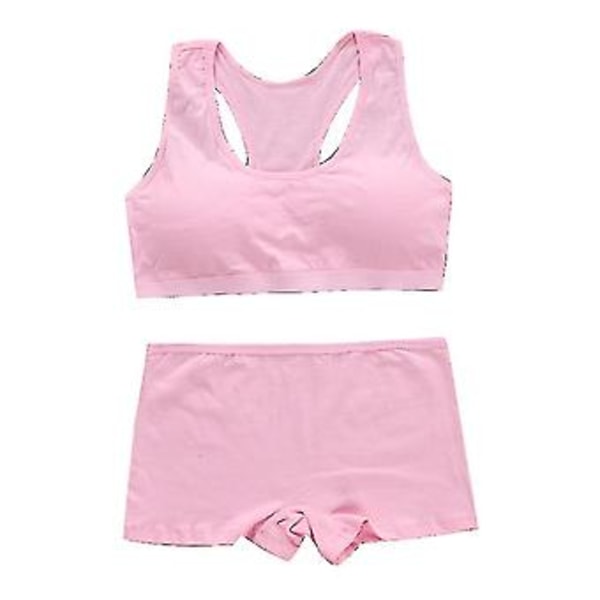 Modeunderkläder Set för Flickor Mjuk Hudvänlig Underkläder Sömlös Lätt BH Trosor-5 (Rosa)