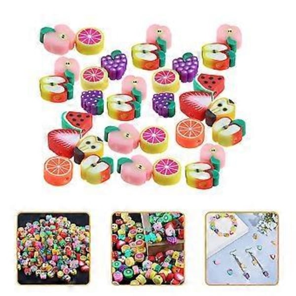 100 stk. Frugttema Polymer Lerperler Håndlavede Perler Charms til Smykkefremstilling