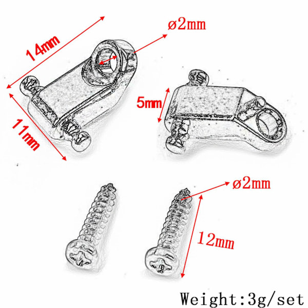 Gitarstrengs-holder 2 stk Elektrisk gitar Roller String Trees Retain