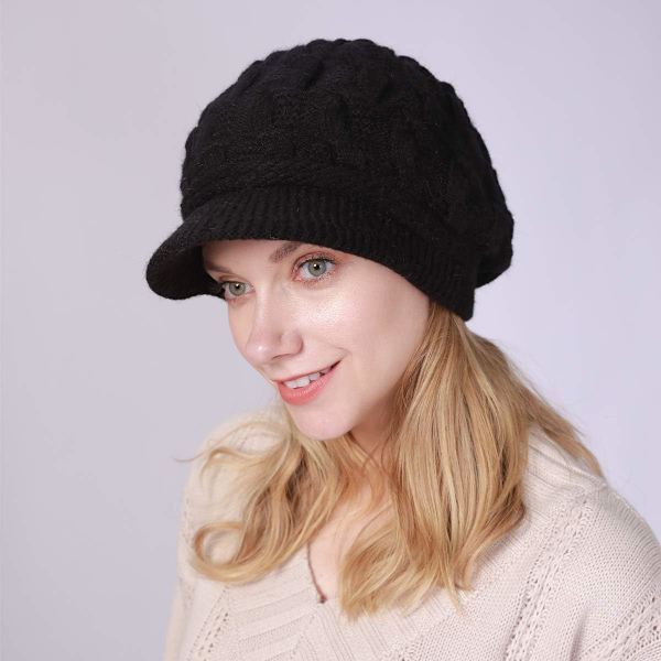 Chic Dame Vinterhat med Skygge, Dame Vintage Vinterhue, Wo