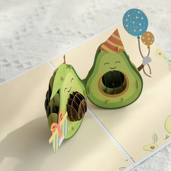 Fantastiskt födelsedagskort med pop-up, 3D avokado pop-up-födelsedagskort, söta födelsedagspresentkort för flickvän, pojkvän, kvinnor, män, barn