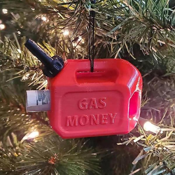 Gassbeholder-ornament, 2024 Gass Juleornament, Morsom Pengeseddelholder Ornament