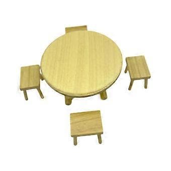Dukkehus Spisebord Stol Model Sæt, 1/12 Simulation Træ Mini Bord og (Træ)