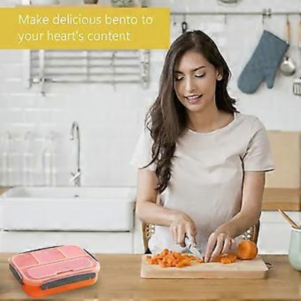 Matboks Barn, Voksen Matboks 1300ML - 4 Rom Bento Matboks, Mikrobølgeovn & Oppvaskmaskin & Fryser Sikker, BPA Fri (style9331)