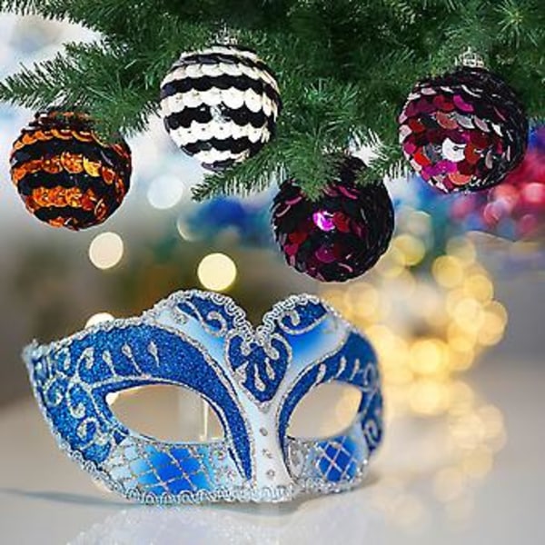 Värikkäät Vaaka-Käämitty Pallot Ripustettavat Koristeet Mardi Gras Sekvenssit Pallot Koristeet 1.5 Tuuman Ripustettava Pallo A