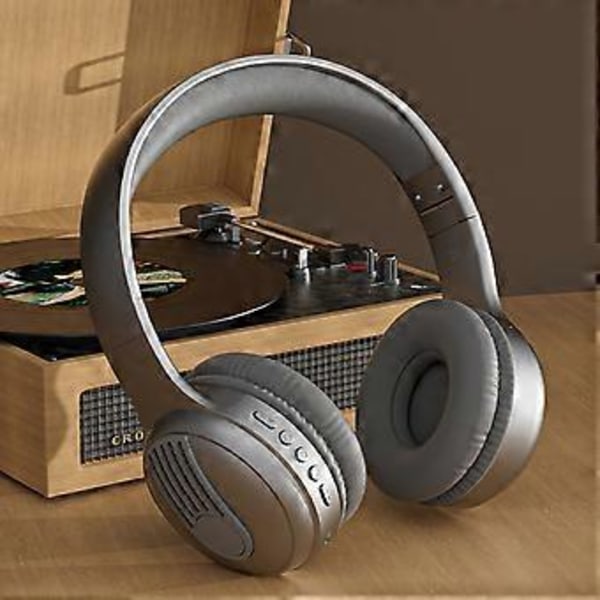 2024 Hodebårne Trådløse Bluetooth Øretelefoner - Maillard Farge Retro Musikk Ultra Lang Rekkevidde Øretelefoner (Grå)