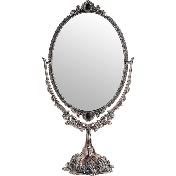 Sminkspegel Vintage dekorativ spegel Oval och dubbelsidig Mir
