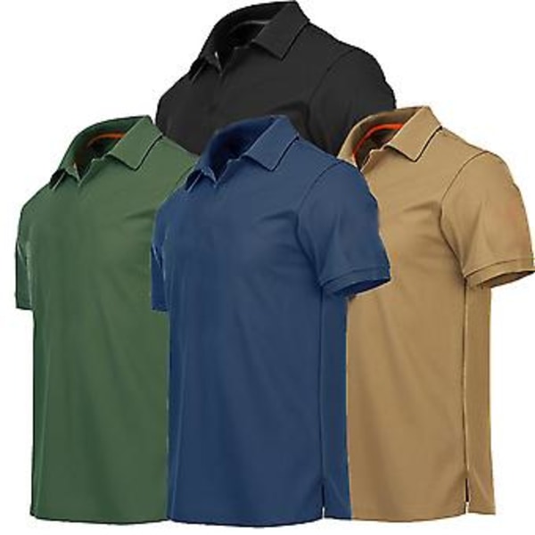 Fianao Mænd Sommer Casual Nedklappelig Krage Kortærmet Armbåndsknapper T-shirt Top (XXL Sort)