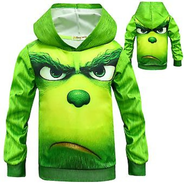 6-14 Years Kids Teens The Grinch Hoodie Christmas Hooded Sweatshirt Pullover Top(9-10 Years )