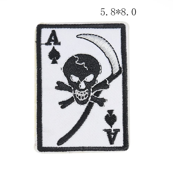 Patches Broderede Sorte Es Spader Pocker Kort Terninger Ild Flamme Lille Størrelse Hvide Terninger Røde Hjerter Diamanter