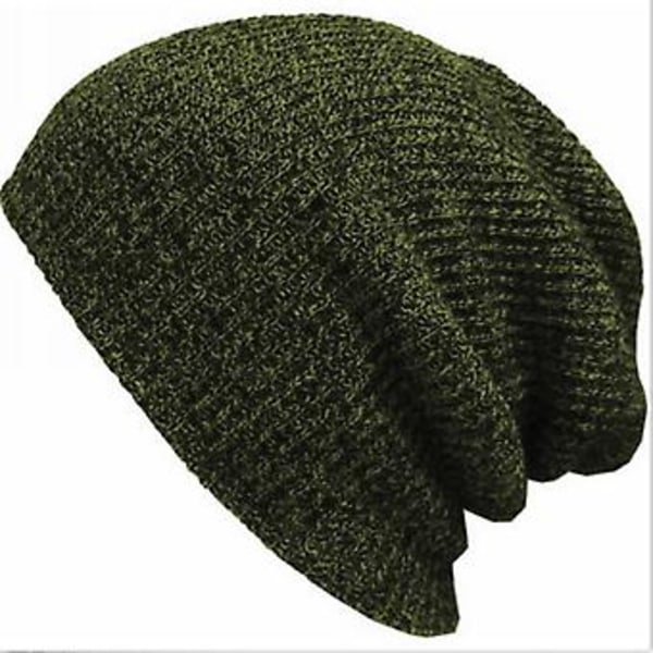 Women Men Unisex Winter Warm Wool Knitted Crochet Cap Slouchy Beanie Hat( Army Green)