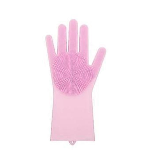 1 st Magisk Rengöringsborste i Silikon Skrubbhandskar Värmebeständigt Skrubbverktyg (Rosa)