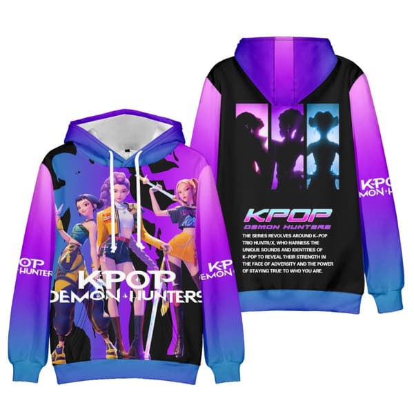 KPop Demon Hunters Hettegenser 3D-trykk Pullover Hettegenser for menn og kvinner 130cm