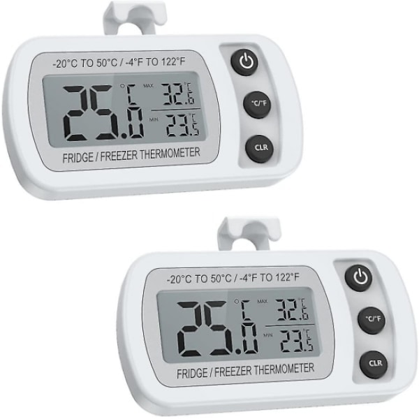 2-pack kylskåpstermometer, digital frys/kylskåpstermometer