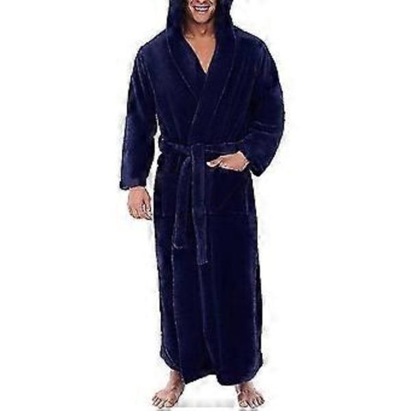 Männs Fleece-huvad Lång Mjuk Badrock - JA(3XL Blå)