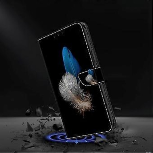 Magnetiskt fodral för Samsung Galaxy A35 5G med 3D-mönstertryck i läder (Två fjädrar)