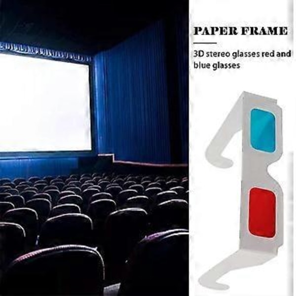 10 Par 3D Papirkulbriller Universal Anaglyf 3D Briller Papir Rød Blå Cyan eller Film