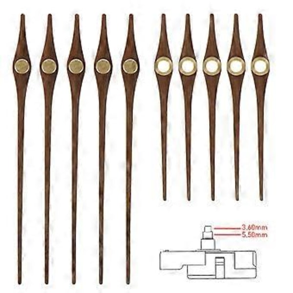 5 Set Trä DIY Klockvisare Platt Ersättning Klockrörelse Del Klockhand