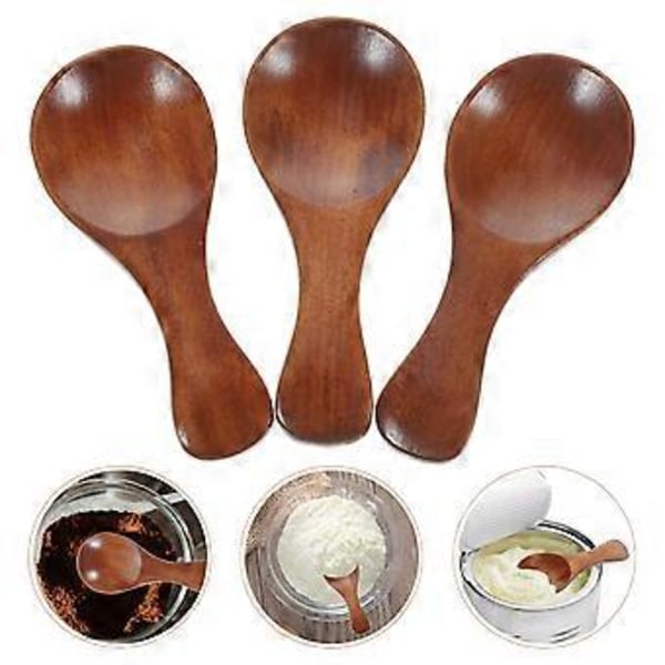3 stk. Træ Dessert Skeer Børn Træ Skeer Træ Mel Skeer Mini Træ Skeer