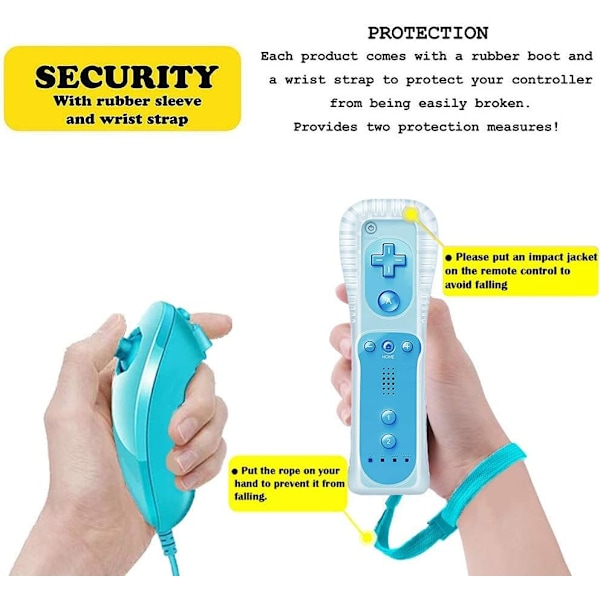 Sett med 2 kontrollere og Nunchuck-kontrollere for Wii/Wii U Conso