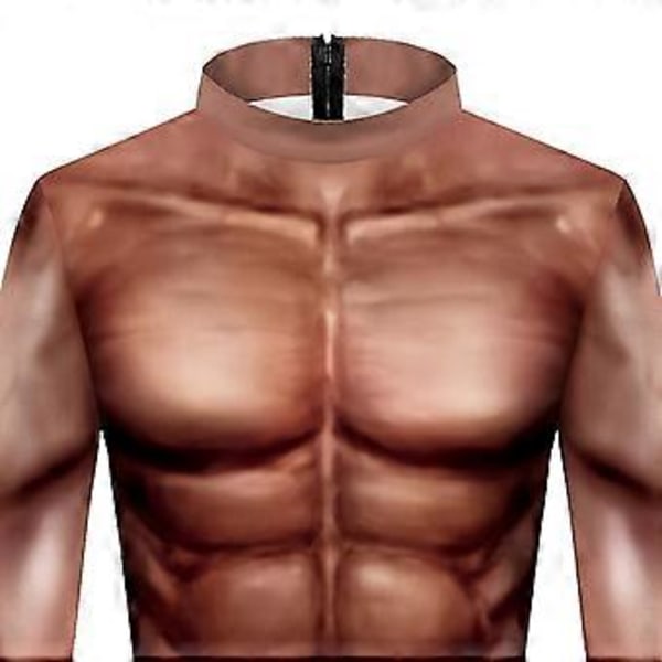 Halloween kostume til voksne mænd, muskeldragt i ét stykke med 3D-print, jumpsuit, Halloween cosplay kostume (S)