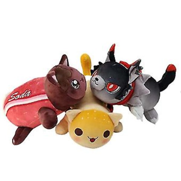 Aphmau Meows Katt Plyschleksak - Mjuk Meemeow Fylld Donut Katt, Kawaii Pommes Frites Och Cheeseburger Mat Plyschdocka - Perfekt Julklapp (Grå katt)