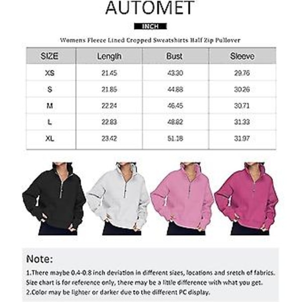 Dam Sweatshirts Halv Zip Croppade Tröjor Fleece Kvart Zip Hoodies Höstkläder Kläder Tumhål Mörkröd,XS