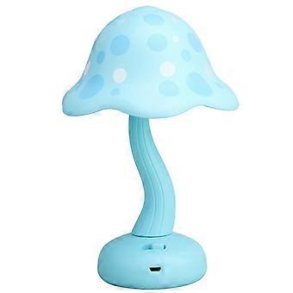 Svamp bordlampe LED mini genopladelig natlampe skrivebords ornament sovesal soveværelse sengelampe gave (blå)