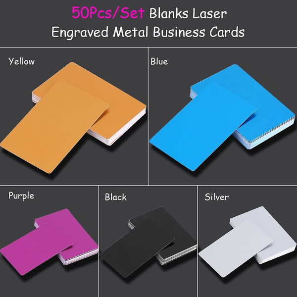 50 Sheet Metal Business Card Blank Laser Engraved Diy Blank Business Cards (silver) (d-583-a) Purple