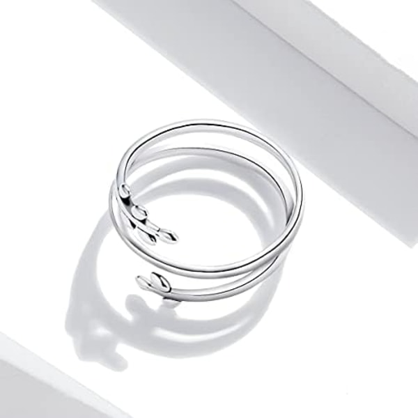Silver enkel multi-lager blad justerbar ring lyckliga blad statement ring för kvinnor löfte ring mode smycken