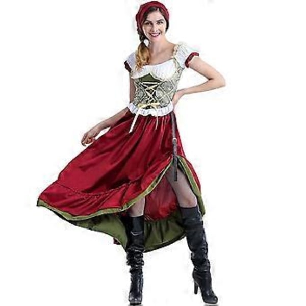 100% Uudet Päivitetyt Oktoberfest-asut Naisille, Saksalaiset Puvut Baijerilaiset Dirndl-mekot Oktoberfest-asut (XL Valkoinen)