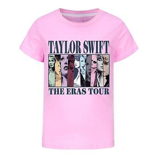 9-16Years Kids Boys Girls Taylor Swift The Eras Tour T-Shirt Printed Short Sleeve Crew Neck Tee Tops Swiftie Fans Concert Gifts(11-12 Years Pink)