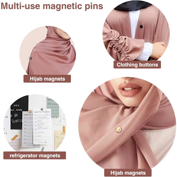 8 par premium starka hijab magnetiska stift, flersidiga hijab magneter utan hakar, professionella stiftlösa magnetiska hijab stift, S