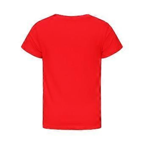 Geometry Dash Tryckt Barn T-shirt Spel Fans Pojkar Flickor Cool Kortärmad Tee Toppar (7-8 År Röd)