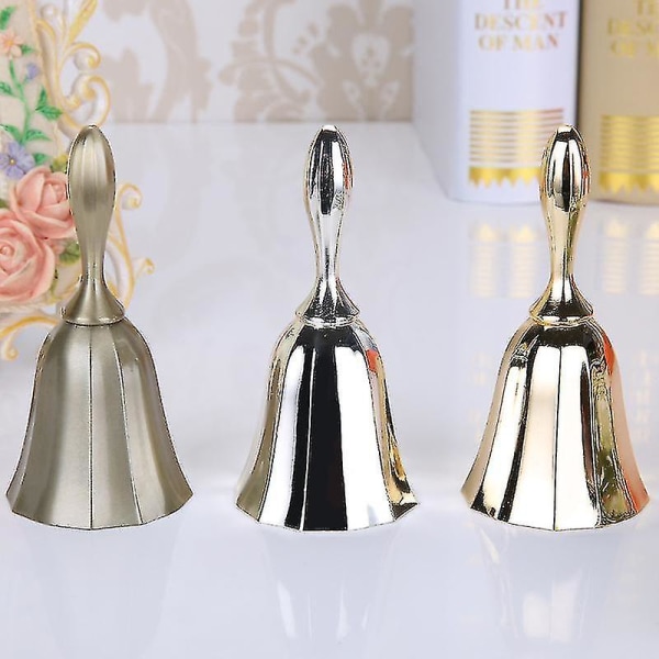 Stainless Steel Hand Bell, Metal Loud Call Hand Bell Metal Tea Bell Service Bell Dinner Bell, 1pcd- silver