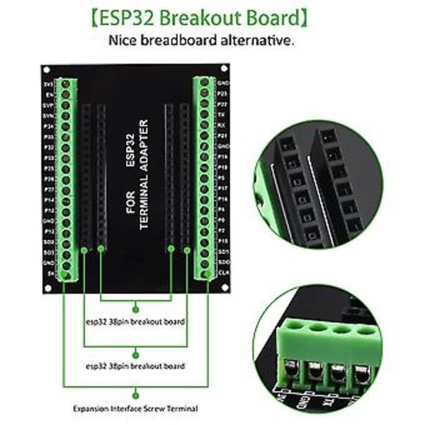 ESP32 Breakout Board GPIO 1 till 2 Kompatibel med NodeMCU-32S Lua 38-stifts GPIO Utbyggnadskort