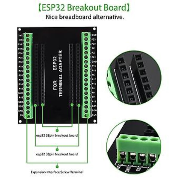 ESP32 Breakout-levy GPIO 1 -> 2 Yhteensopiva NodeMCU-32S Lua 38-nastainen GPIO-laajennuslevy