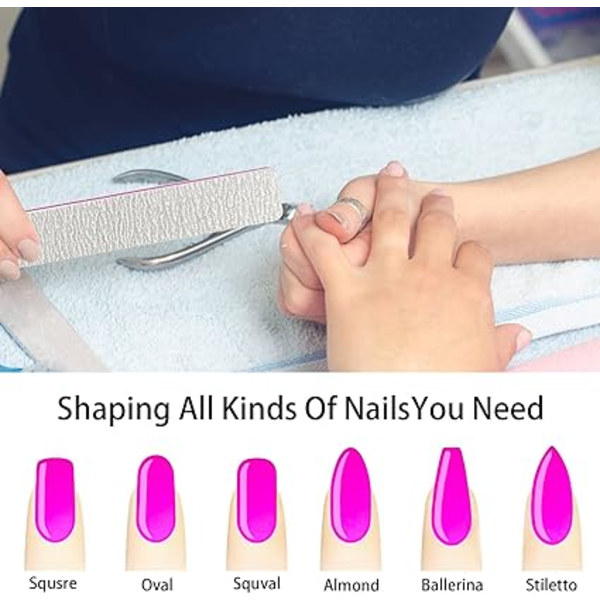 Set med 15 Professionella Nagelfilar, Kvadratisk Nagelfil 100/180 Korn