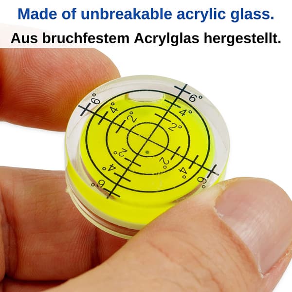 Pakke med 3, 32 mm diameter, præcisionsvaterpas med luftboble, mini Sp