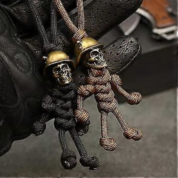 Kranie Nøglering Skelet Soldat Paracord Nøglering Kreativ Skelet Soldat Nøglering Bagagemærke (1 stk. Sort)
