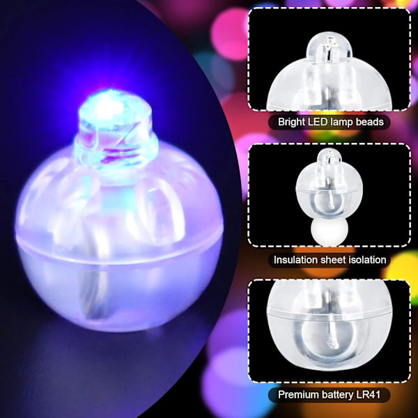 LED-ballonglampor, Mini Round LED-ballongljus 60 stycken, LED B