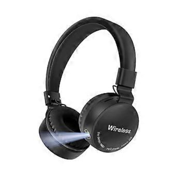 Trådløse Bluetooth-hodetelefoner Over Øret Med Lys Og Mikrofon 8 Timer Brukstid Sammenleggbart Headset (Svart)