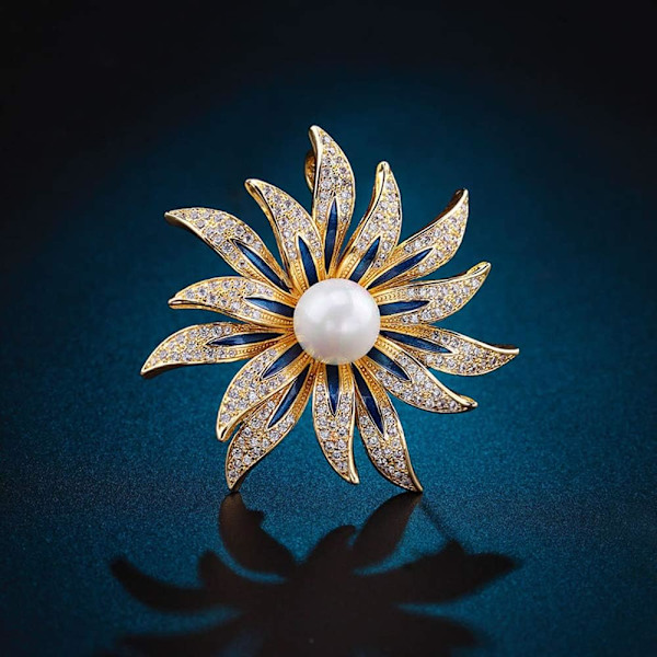 Broschnålar för kvinnor flickor mode blomma kristall strass pärla smycken
