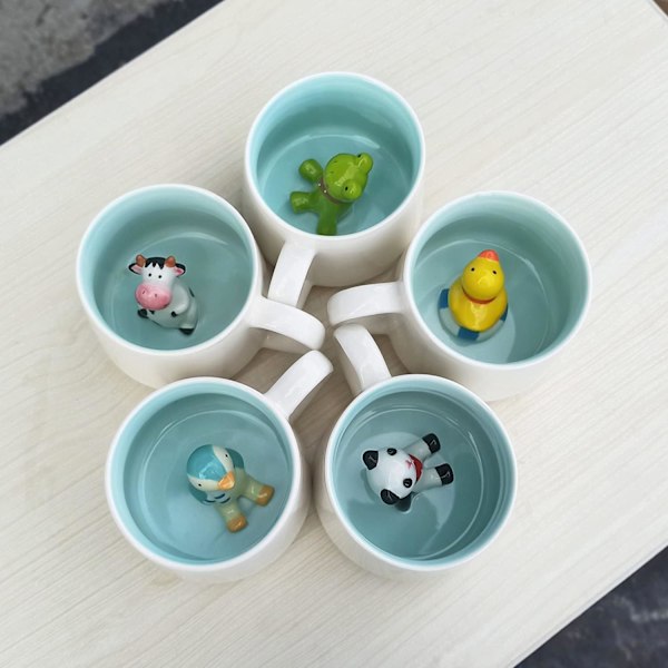 3D Djurformad Kaffekopp, Handgjord Rolig Cartoon Dockamjölk Te