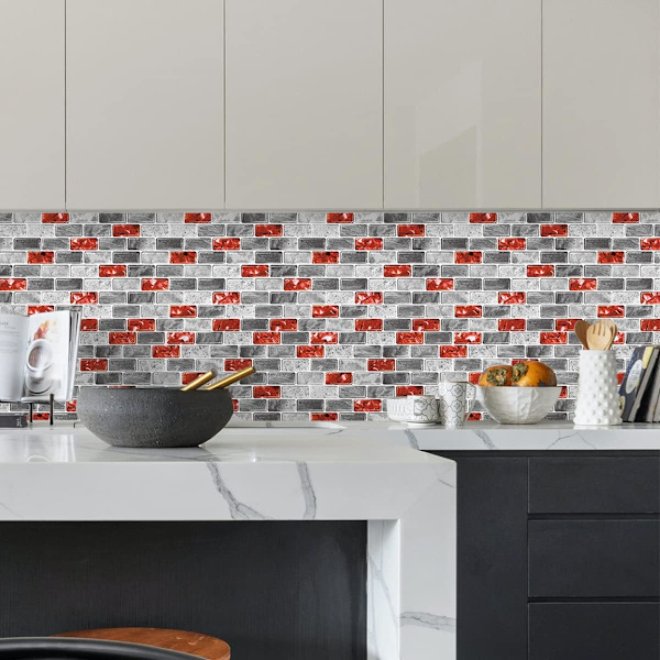Marmor selvklebende backsplash for kjøkken, 10-ark stick on backsp