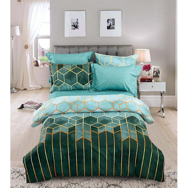 Green Duvet Cover Set Twin, 3PCS Geometric Luxury Comforter Cover, Gre