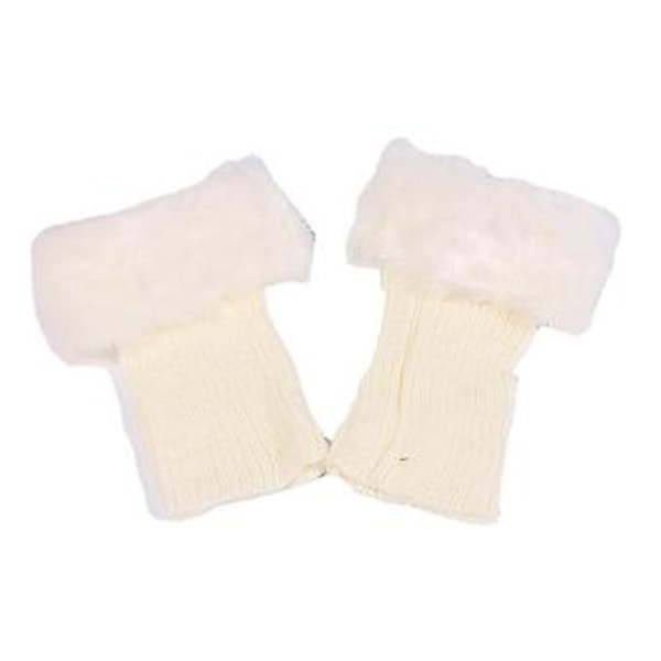 Vinter Crochet Benstövlar Sockor Manschetter Topper Fuzzy Trim Ankelvärmare Sockor (Vit)