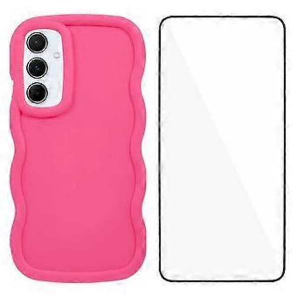 WANLONFENG XL-serien for Samsung Galaxy A54 5G Deksel Bølgekant TPU-deksel med Herdet Glass Film (Stil D)