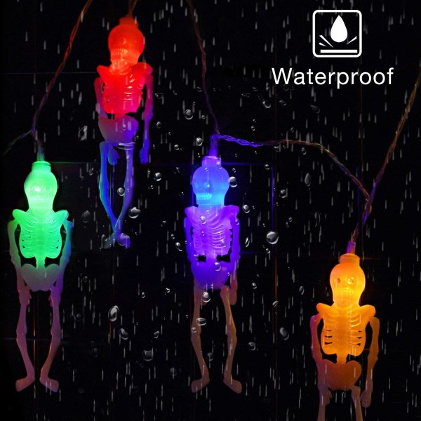 Skeleton Lights Halloween String Lights - 10Ft 20LEDs Skeletons H