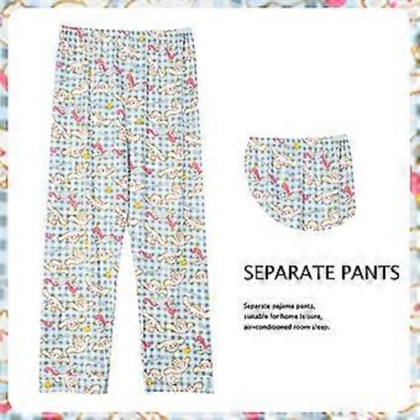 Anime Sanrio Pyjamasbyxor Cartoon Bottoms Sleepwear Långa för Par Bekväma Lösa Hembyxor Tunna Pyjamasbyxor (M 9)